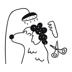 Dog grooming. Vector hand drawn illustration.