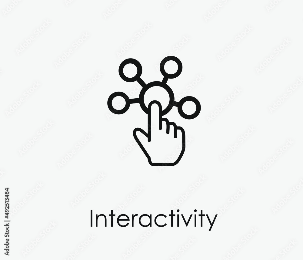 Poster interactivity vector icon. editable stroke. symbol in line art style for design, presentation, websi