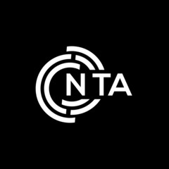 NTA letter logo design. NTA monogram initials letter logo concept. NTA letter design in black background.