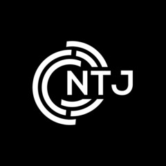 NTJ letter logo design. NTJ monogram initials letter logo concept. NTJ letter design in black background.