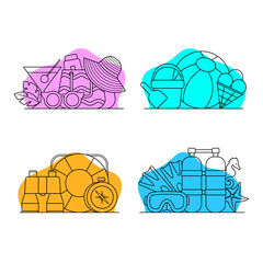 Set of beach icons. Vector illustration