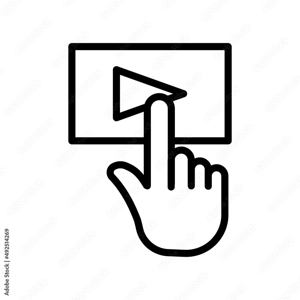 Poster touch icon with video . line icon style. suitable for play video icon. simple design editable. desig