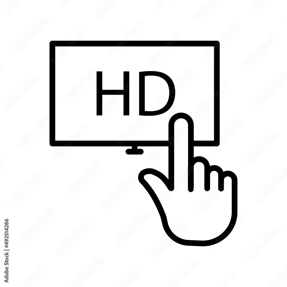 Poster touch icon and monitor with text hd. line icon style. suitable for hd quality icon. simple design ed