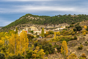 Fototapeta na wymiar Mountain landscapes at the village Valdecabras, Serrania de Cuenca, Spain
