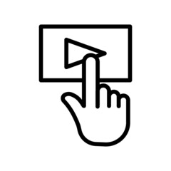 Touch icon with video . line icon style. suitable for play video icon. simple design editable. Design template vector
