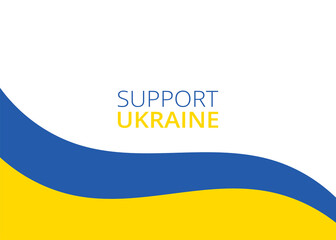 Support Ukraine flag wave flowing flutter banner with white copy space background vector.