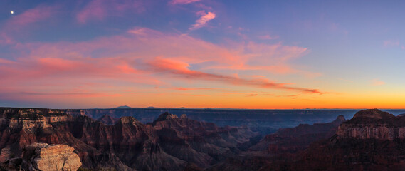 North Rim Moonrise Panorama, Grand Canyon National Park, Arizona