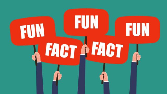 fun fact sign animation. hand of businessman hold sign - animation concept. 4K motion animation.