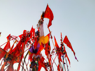 flage colorful decoration in wat temple in west India.