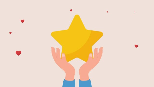 woman hand hold golden star - animation concept.4K motion animation.
