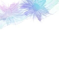 春夏用のアルコールインクアート正方形テンプレート）水色と紫のグラデーションの花　ロマンティック