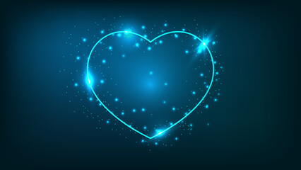 Neon frame in heart form with shining effects