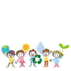 SDGs イメージ　地球　太陽　水滴　葉　リサイクル
