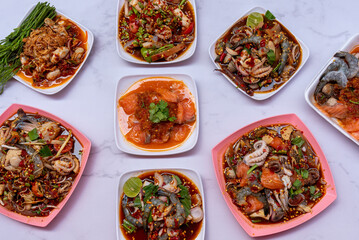 Fototapeta na wymiar Spicy Thai Food Salads 