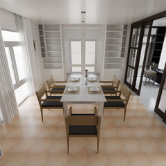 Home decor. Living room. Stylish interior 3D render. Modern apartment 3D illustration.