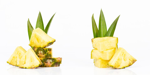 pineapple slices on a white background