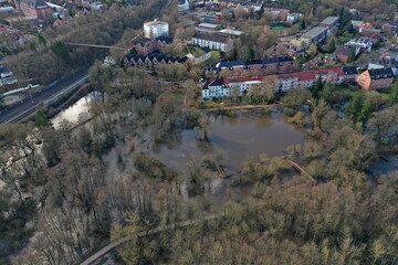 Hamburg Bergedorf Hochwasser Überschwemmung Brauereiteiche Chrysanderstraße
