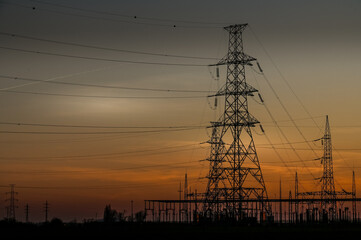 electricité electrique ligne cable pilone soleil ciel environnement planete climat