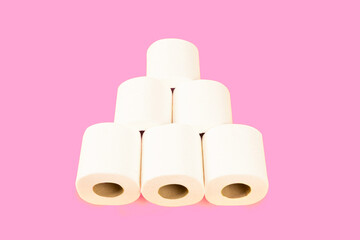 toilet papers on pink background