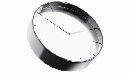 Minimal black clock isolated on white background. 3d Illustration