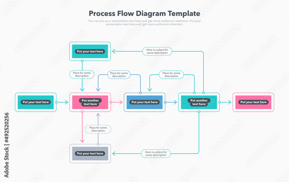 Poster Simple modern template for process flow diagram. Flat design, easy to use for your website or presentation.