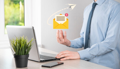 Email marketing and newsletter concept.Contact us by newsletter email and protect your personal...