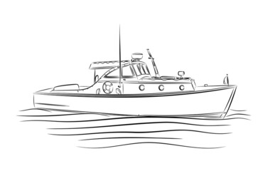 Naklejka premium The Sketch of the big sea boat. 