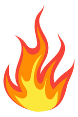 Fire flame. Cartoon camping night light symbol