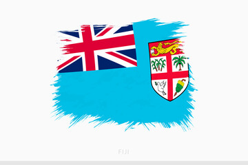 Fototapeta premium Grunge flag of Fiji, vector abstract grunge brushed flag of Fiji.