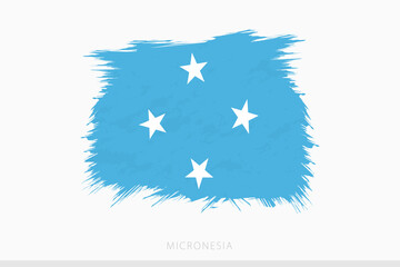 Obraz na płótnie Canvas Grunge flag of Micronesia, vector abstract grunge brushed flag of Micronesia.