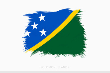 Grunge flag of Solomon Islands, vector abstract grunge brushed flag of Solomon Islands.