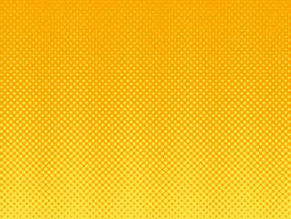 Pop art comic background. Yellow dotted print. Halftone pattern. Geometric duotone banner. Cartoon vintage print. Anime gradient design. Monochrome superhero backdrop. Vector illustration