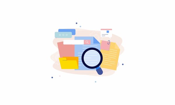 Magnifying glass with file searching vector