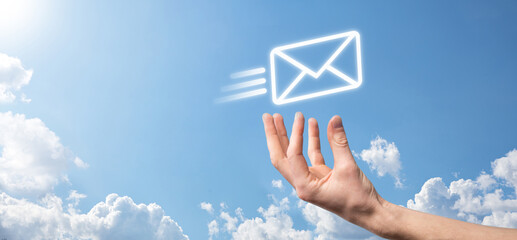 Email marketing and newsletter concept.Contact us by newsletter email and protect your personal...