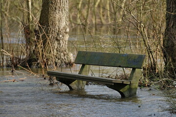 Parkanlage Grünanalge von Wasser überschwemmt