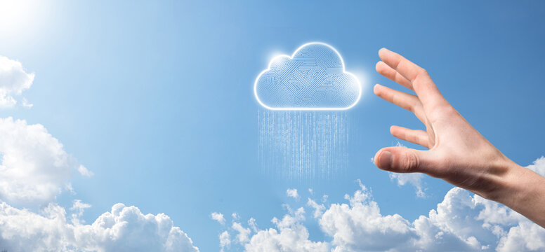 Cloud computing concept,cloud for transfer data.Cloud computing, big data center, future infrastructure, digital ai concept. Virtual hosting symbol,icon. upload download.Virtual hosting symbol