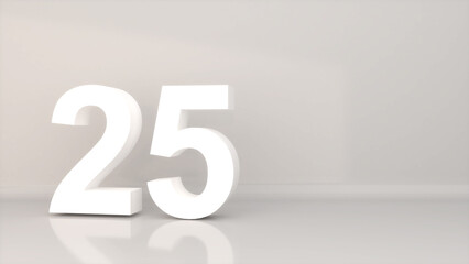 number twenty five on a white background,25,3D rendering