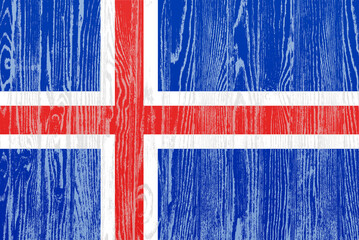 Flag of Iceland on wooden background