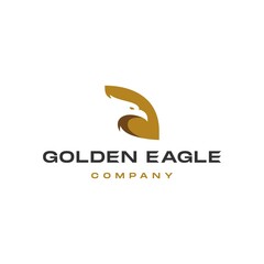 golden eagle icon logo. illustration Design of gold falcon bird in trendy modern negative space 