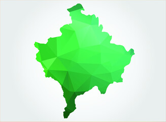 Kosovo Map. Green Color on white background polygonal