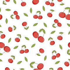 Seamless summer food pattern of cherry	
