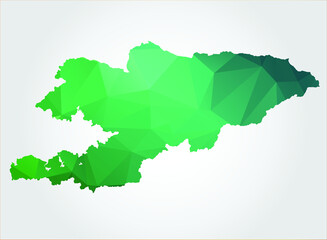 Kyrgyzstan Map Green Color on white background polygonal