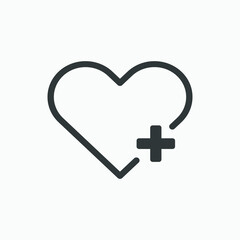 medical heart, health, plus, cardiology, heartbeat icon vector isolated