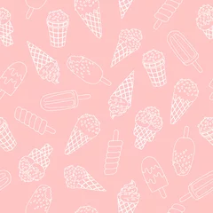 Foto op Plexiglas Seamless summer food pattern of ice cream stroke   © Julia Anisimova
