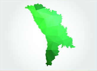 Moldova Map Green Color on white background polygonal