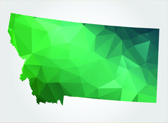 MONTANA Map Green Color on white background polygonal