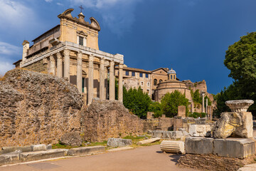 Ancient Roman Forum In City Of Rome, Italy