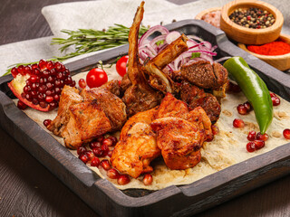 Caucasisian traditional mix grilled meat
