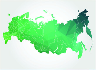 Russia Map Green Color on white background polygonal