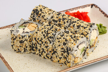 Japanese sushi roll with eel